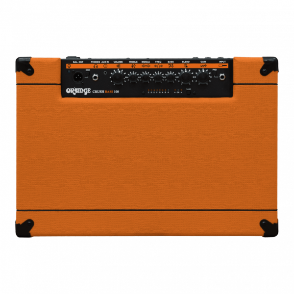 Orange CRUSH BASS 100 -bassovahvistimen kontrollit.