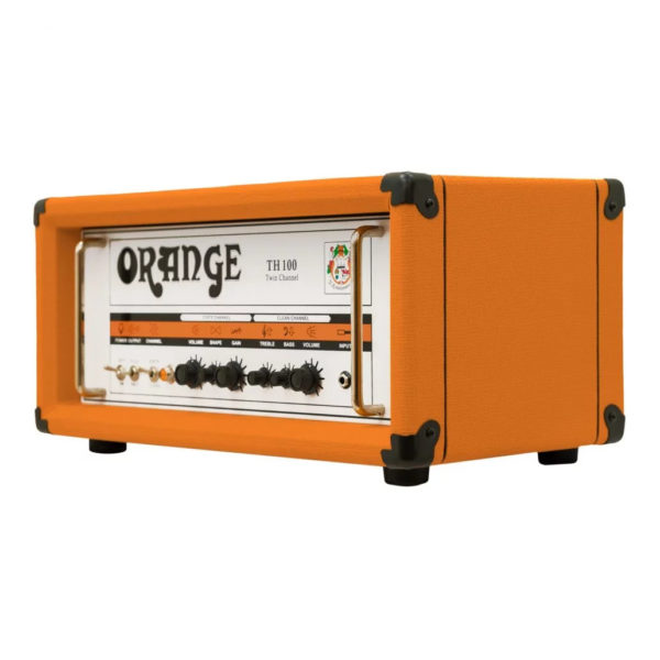 Orange TH100 kitaravahvistin kulmasta kuvattuna.