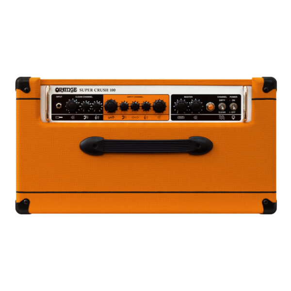 Orange Super Crush 100 Combo -kitaravahvistimen kontrollit.